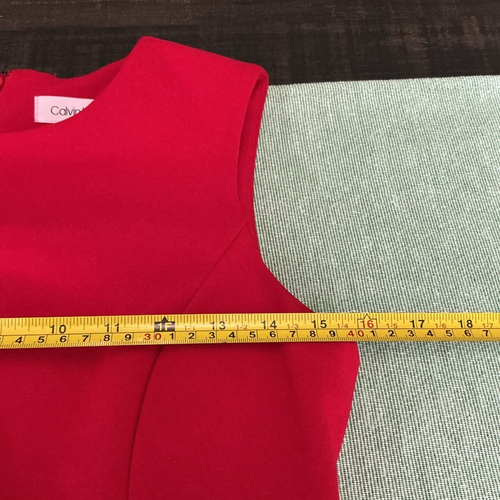 Calvin Klein Red Sleeveless Lace-Trim Midi Dress Size 4 - Picture 6 of 9
